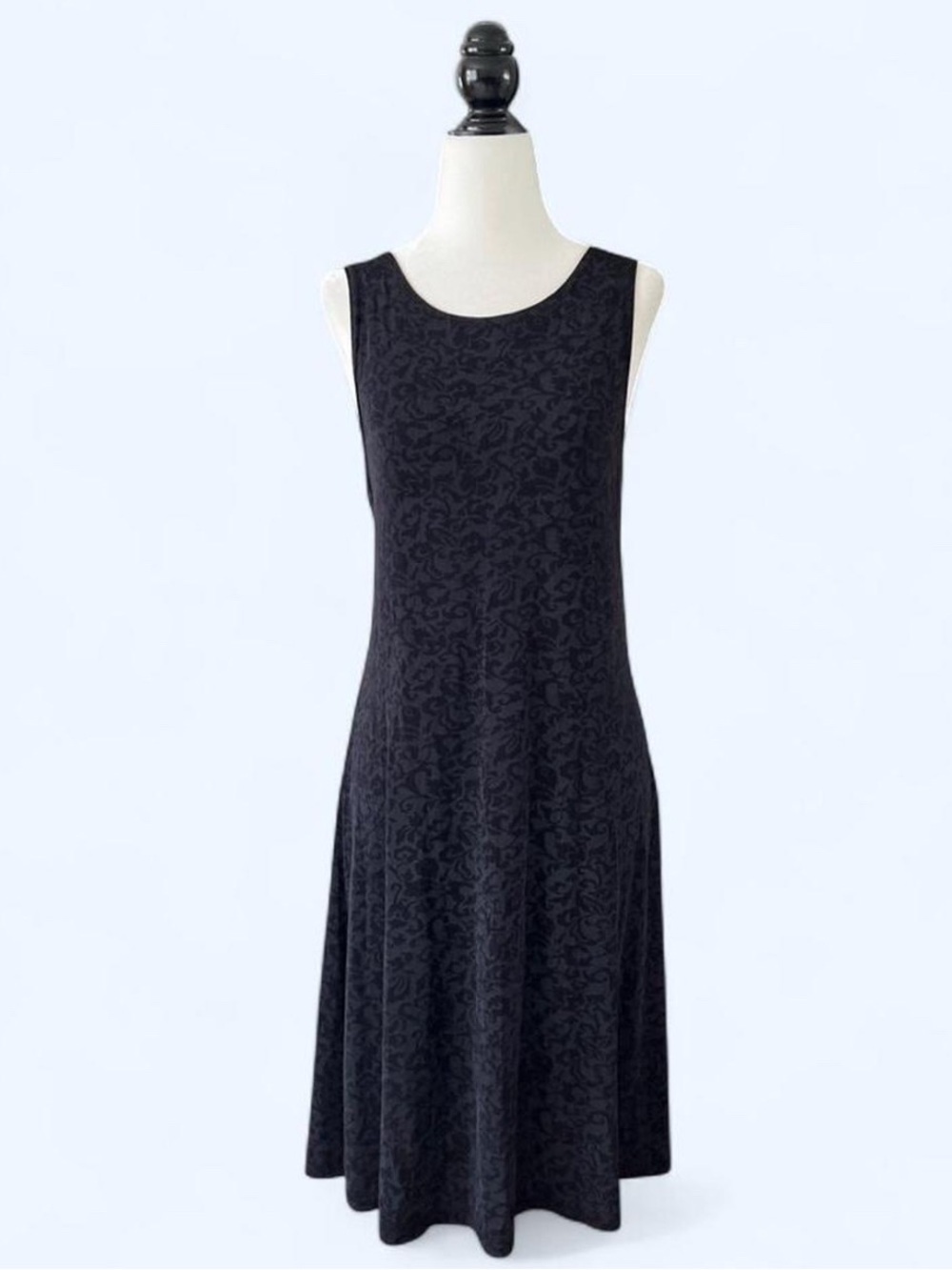 Vintage 90s Principles Black Floral Jacquard Whimsigoth Midi Dress L